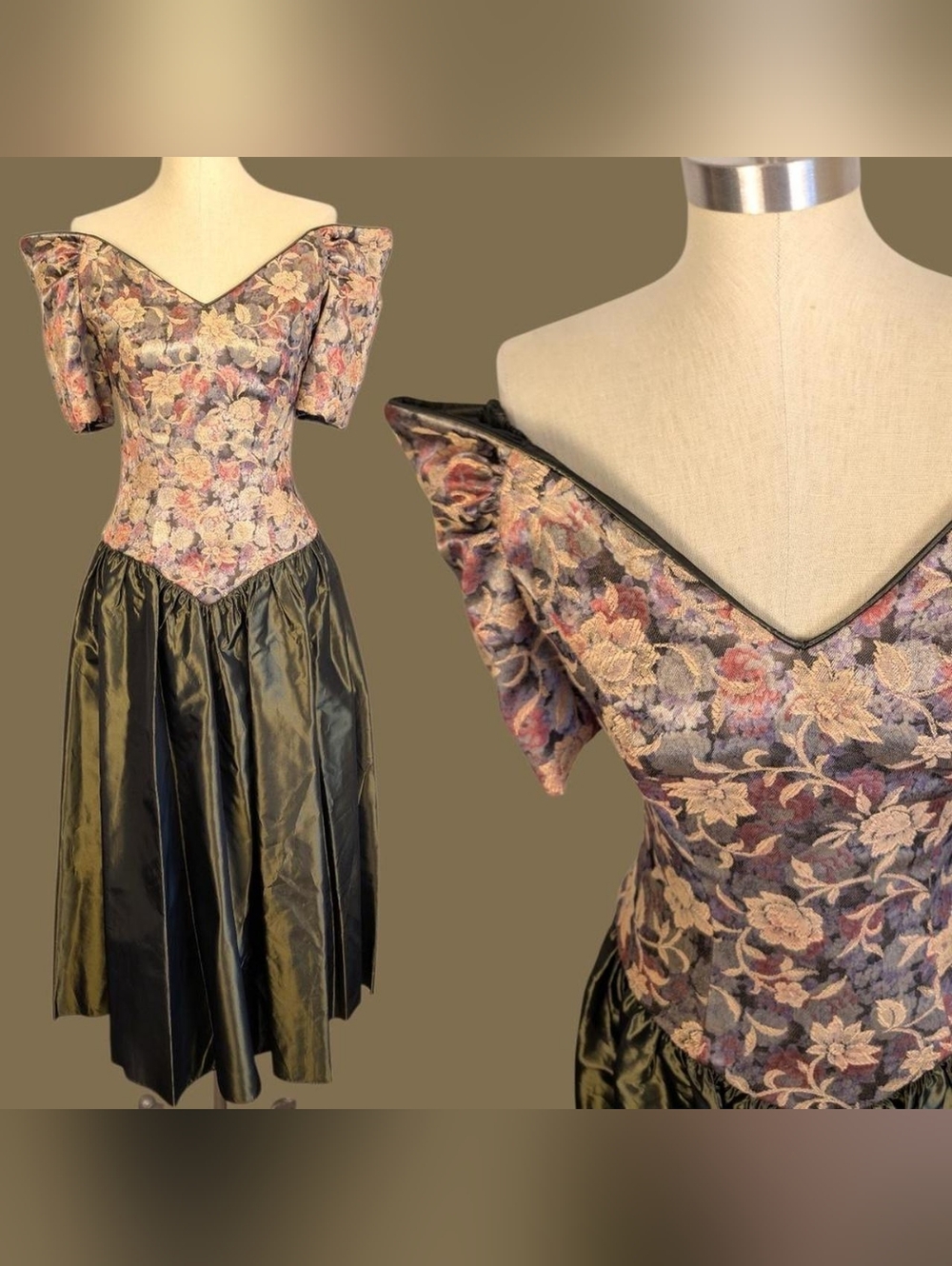 Vtg House Of Bianchi 80s Floral Tapestry Dress